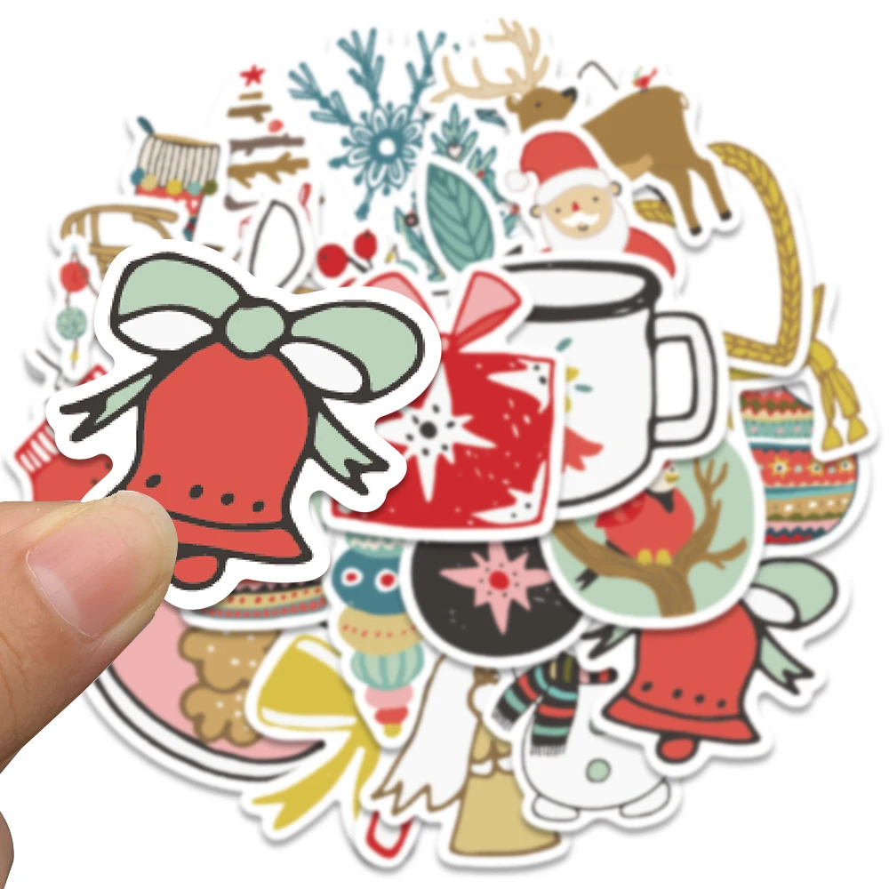 27pcs Cartoon Merry Christmas Santa Claus Elk Graffiti Stickers Travel Skateboard Suitcase Guitar Funny Xmas Kid Sticker - купить по