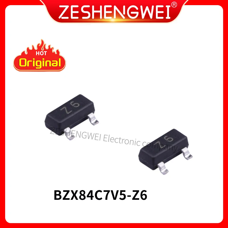 

100PCS Zener Diode BZX84-C7V5 BZX84C7V5 Z6 SOT-23 7.5V Regulator In Stock