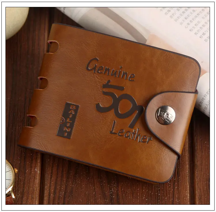 Мужской кошелек из натуральной кожи с зажимом для денег