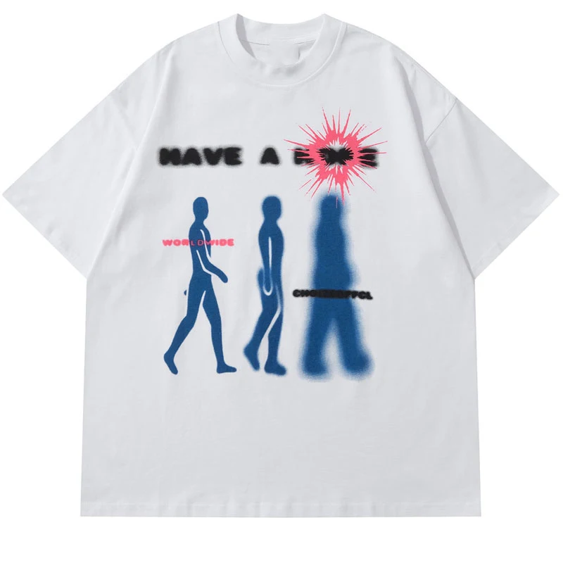 

Hip Hop T Shirt People Shadow Graphic Print Punk Gothic Oversize Tshirt Streetwear 2023 Harajuku Fashion Casual Loose Tee Tops