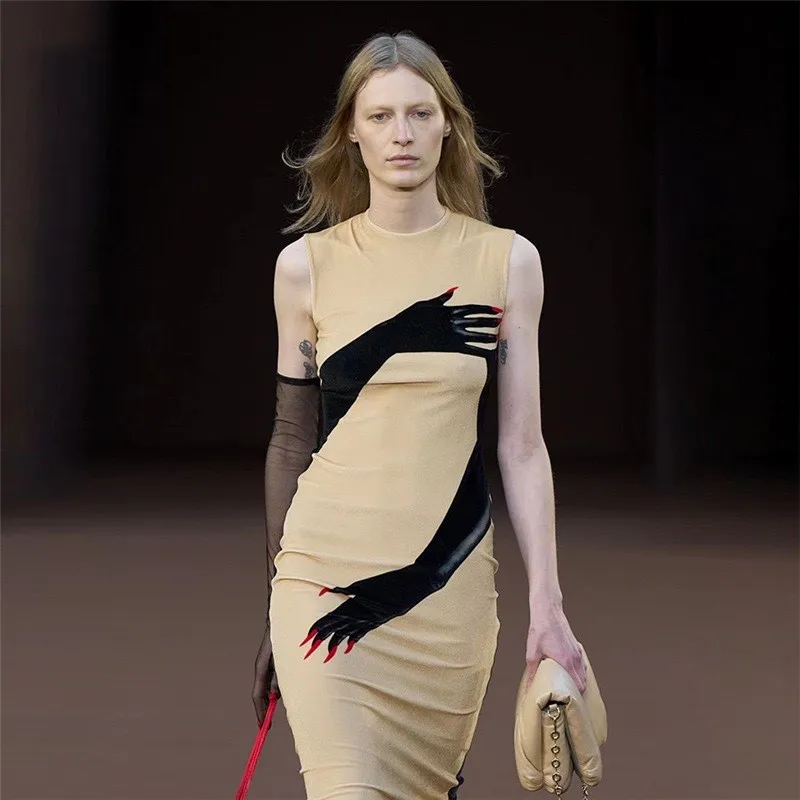 

Женское пляжное платье с принтом, без рукавов, из спандекса