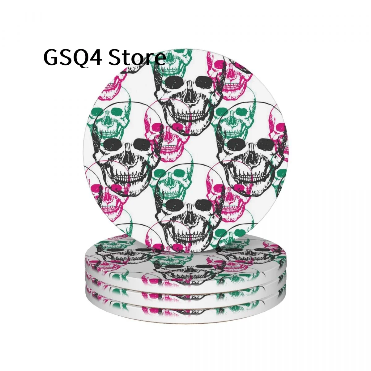 

Sugar Skull 2 Coasters of Drinks Set of 4 Cup Holders Water Absorbing Ceramic Drinks Coaster for Home Kitchen Gift Decor