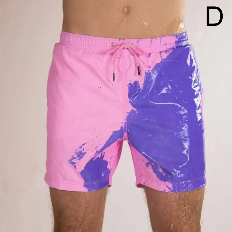 

Пляжные брюки для мужчин, меняющие цвет, Летние плавки, шорты, быстросохнущая спортивная одежда, джоггеры, короткие пляжные штаны