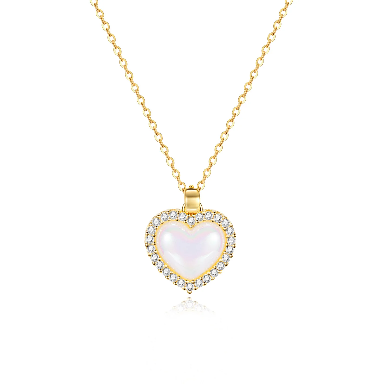 

Dropshipping Jewelry Fashion Micro Inlaid Zircon Luxury Niche Stainless Steel Heart Necklace for Women