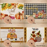 popular thanksgiving pumpkin printed linen place table mat cloth pad cup doilies dish coaster party insulation kitchen placemat