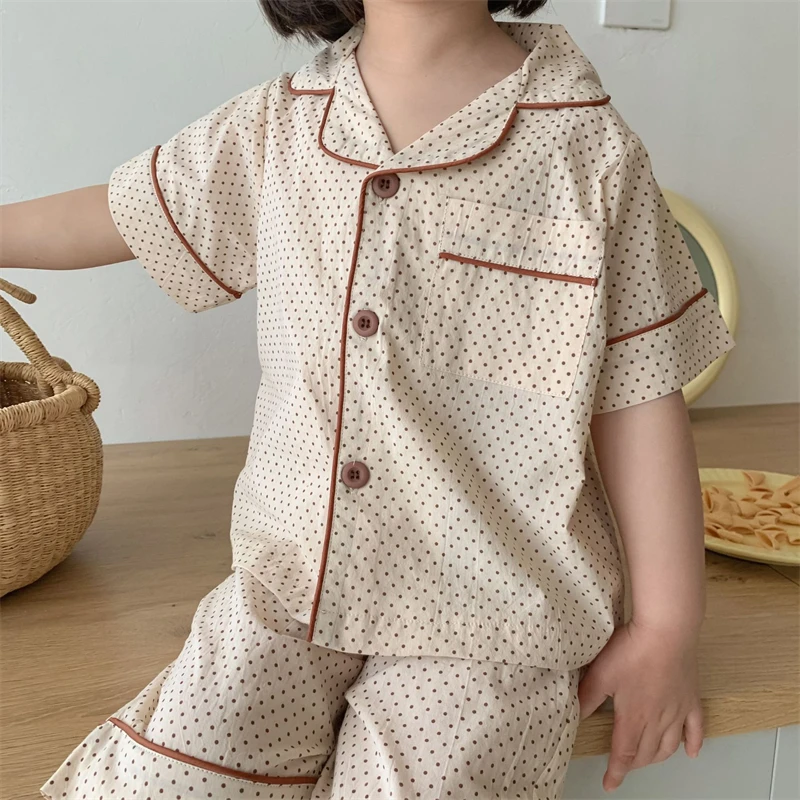 

Kids Clothes Girls Pajamas Sets Summer Floral Cartoon Print Boy Shirt Pants 2Pcs Loungewear for Baby Cotton Children's Clothing