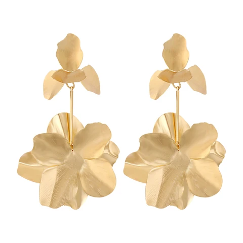 Винтажные серьги-подвески золотого цвета в форме цветка для женщин 2024