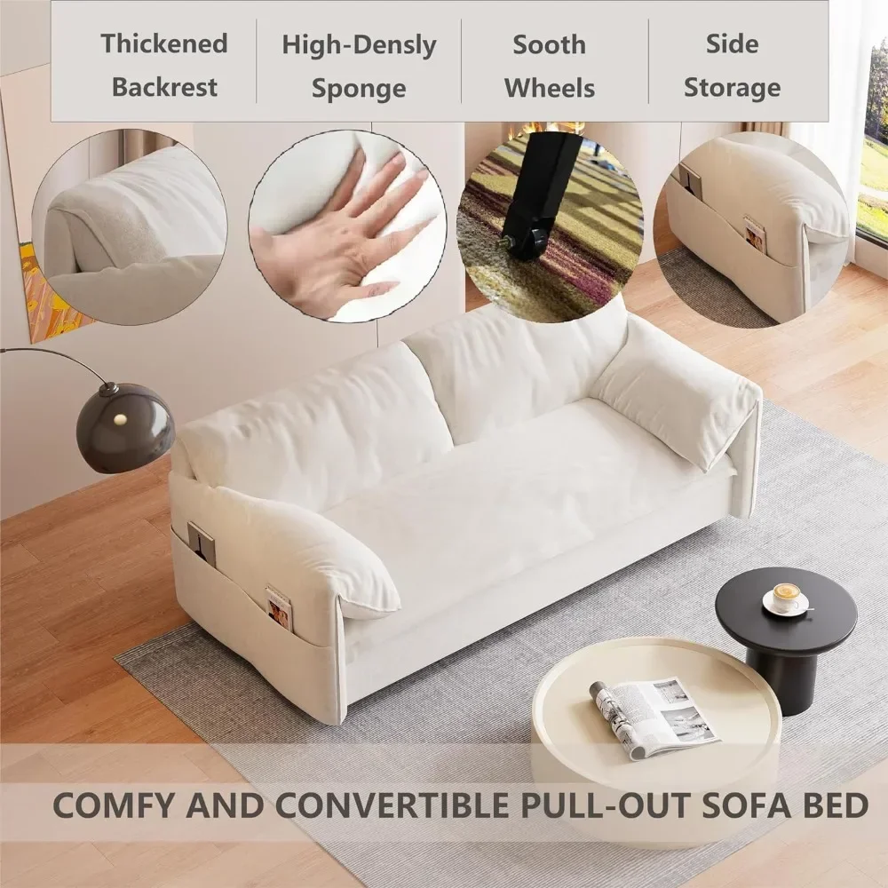 Мягкий бархатный диван Двухместный складной с обеих сторон для гостиной