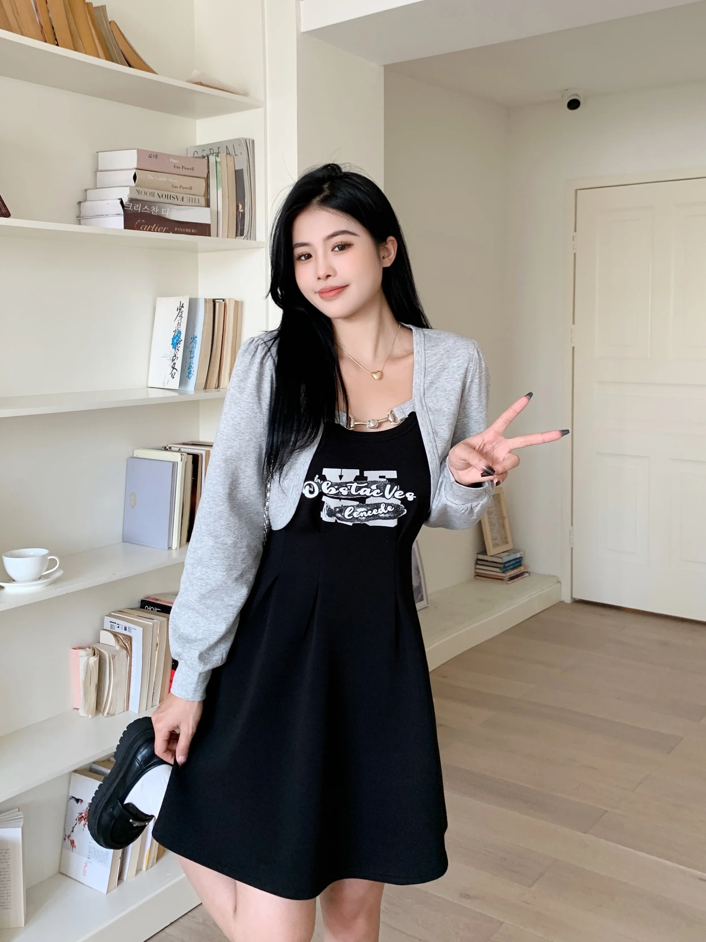 Реальная фотография женская одежда полная Девочка Осень Новый дизайн стройнящая