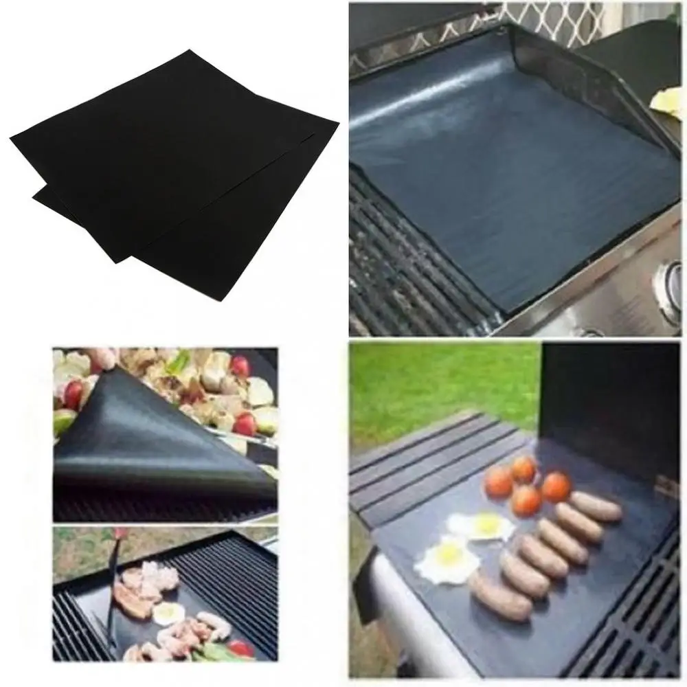 

40x33cm Reusable Non-stick BBQ Grill Mat 2/4pcs PTFE Barbecue Baking Liners Cook Pad Microwave Oven Tool