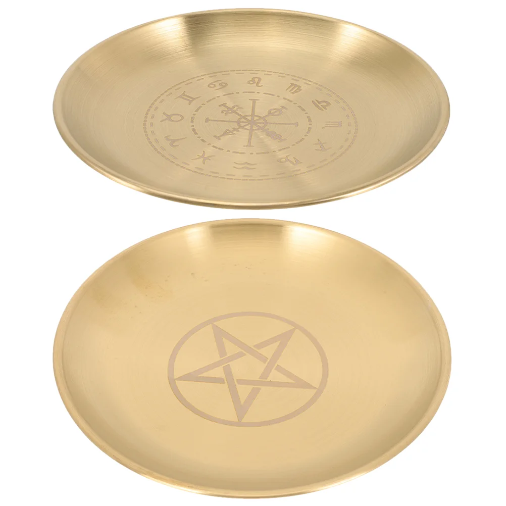 

2pcs Multipurpose Decorative Round Practical Jewelry Tray Altar Tray Altar Plate