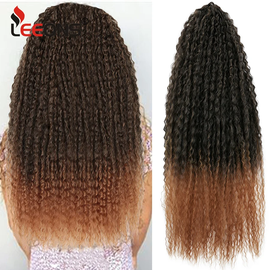 

28Inch Synthetic Braiding Hair Extensions Ombre Brown Kinky Curly Crochet Braids Hair For Women 1 Pack Braids Hair Extensions