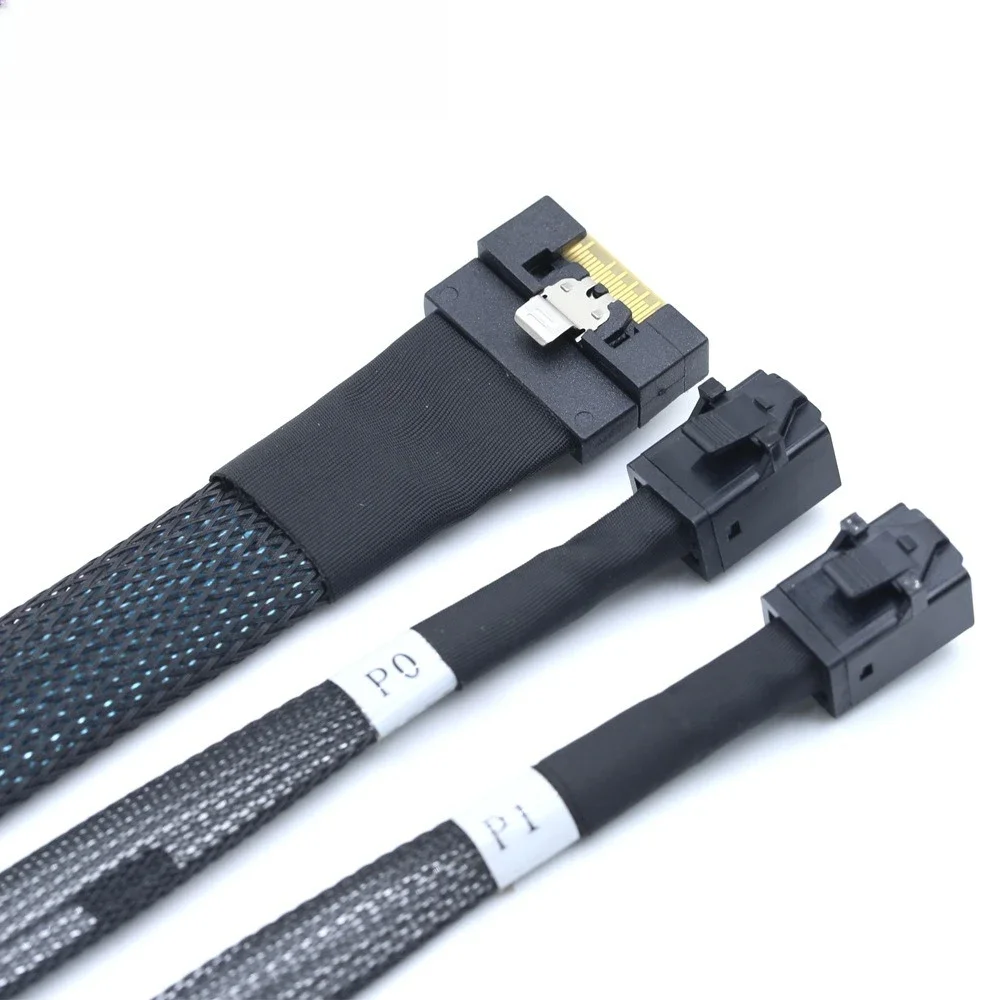 Фото Slimline PCI-Express SFF-8654 8i 74Pin PCI-E 4.0–2 x NVME Dual SAS 8643 Серверные кабели для передачи данных Mini SAS 4.0 HD Кабель 0,5 м 0,8 м 1 м №3