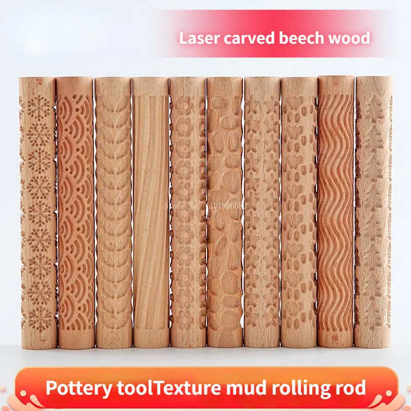

Pottery Embossing Tool DIY Making Pattern Texture Mud Rolling Rod Children's Homemade Hand-pressed Pattern Mud Rolling Stick