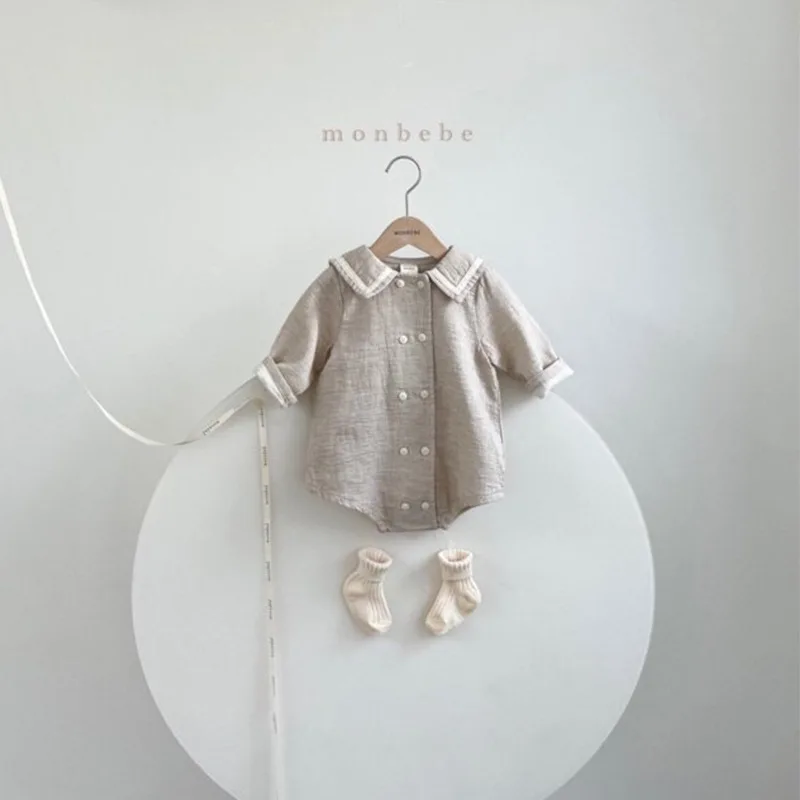 Детский комбинезон с длинным рукавом из хлопка и льна |