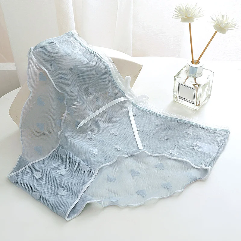 

Женские ультратонкие кружевные трусики с оборками, нижнее белье, нижнее белье с бантом, Милое сексуальное летнее нижнее белье со средней талией