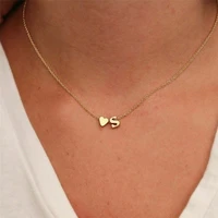 trendy tiny initial letter heart necklace for women gold silver color chain alphabet pendant choker female fashion party jewelry