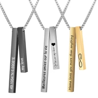 stainless steel bar necklace for women men custom phrase text coordinate name personalized pendant long short necklaces collar