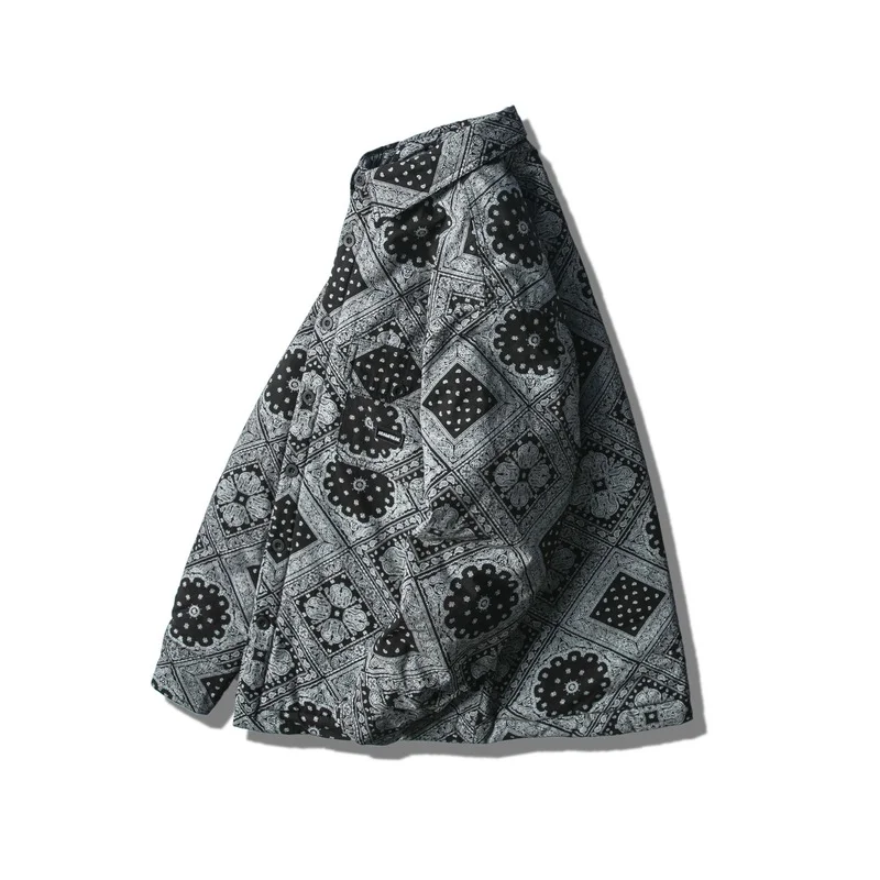 Winter new men's jacket Japanese Harajuku style retro cashew flower print lapel cotton jacket Men's winter jackets Men's jacket