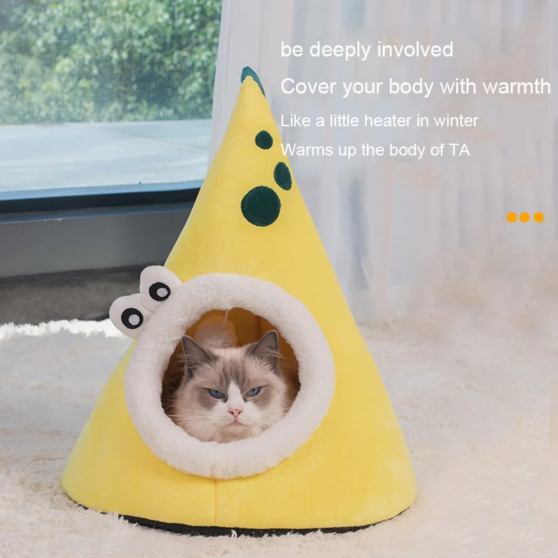 

Pet Cat Plush Cozy Bed's dog Kennel Puppy Little Hiding Houses Hut Nest Covered January for Small Kitten Cushion Mat Products
