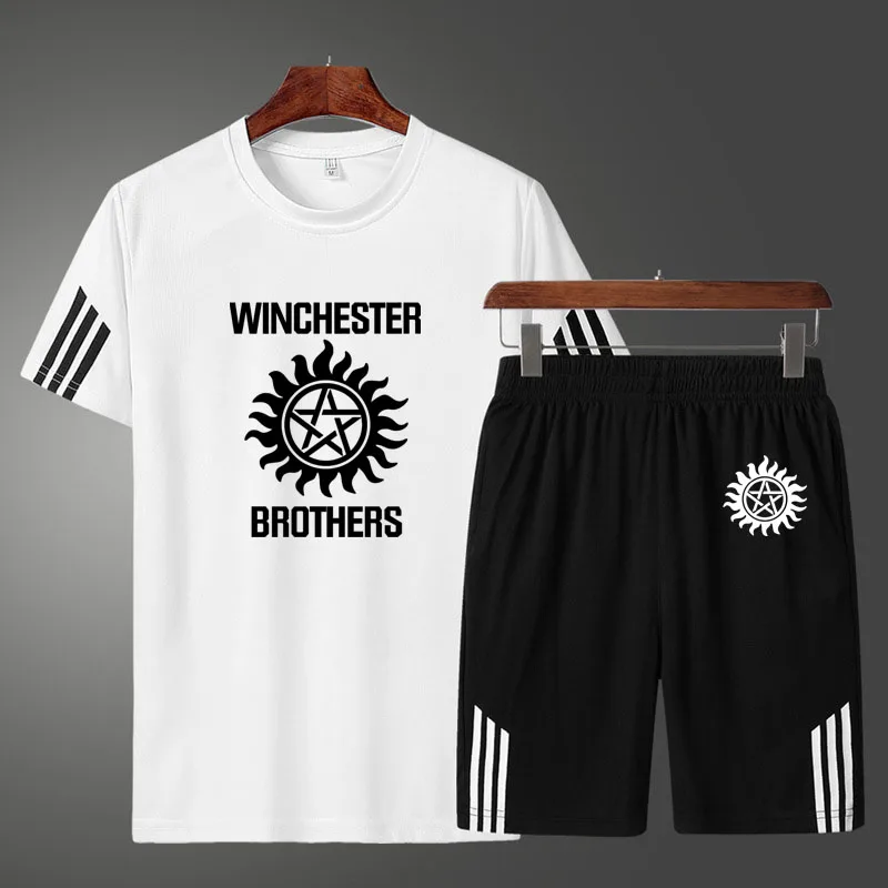 

2022Summer Winchester Brothers Printing Casual Men's T-shirt High Quality Cotton Men's short sleeve + shorts two-piece suit