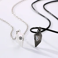 lover couple necklace for women heart magnetic sun moon pair pendant matching jewelry girlfriend party chain choker charm collar