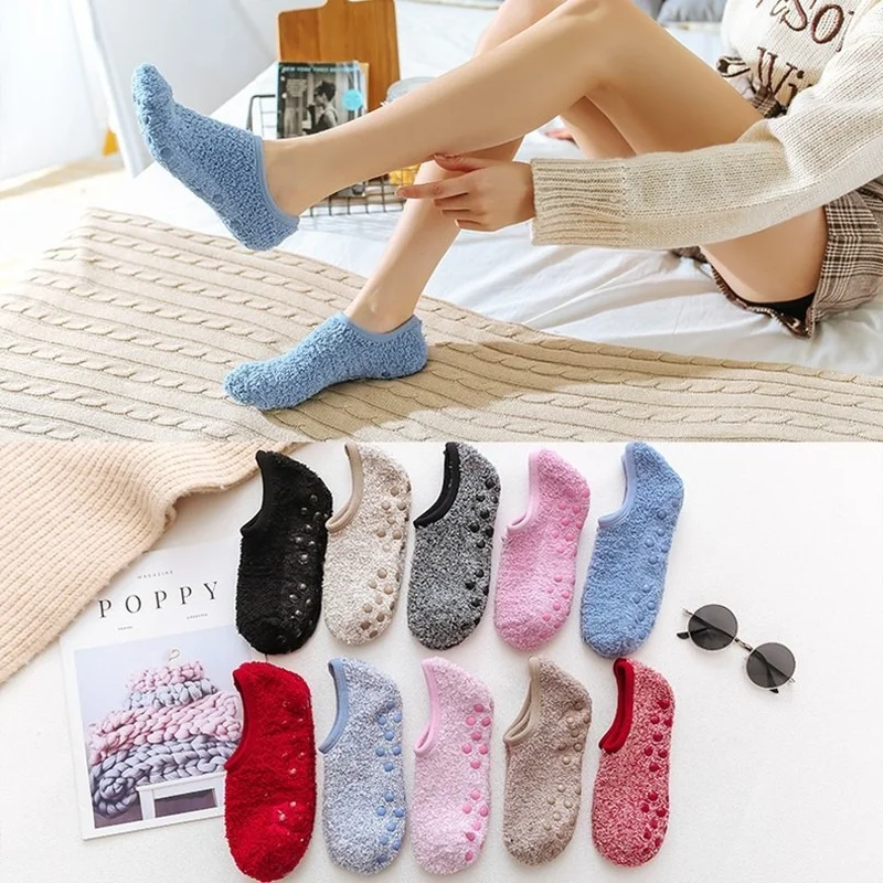 

Autumn and Winter Floor Non-slip Bottom Thickened Adult Men and Women Early Education Home Indoor Confinement Socks Overshoes