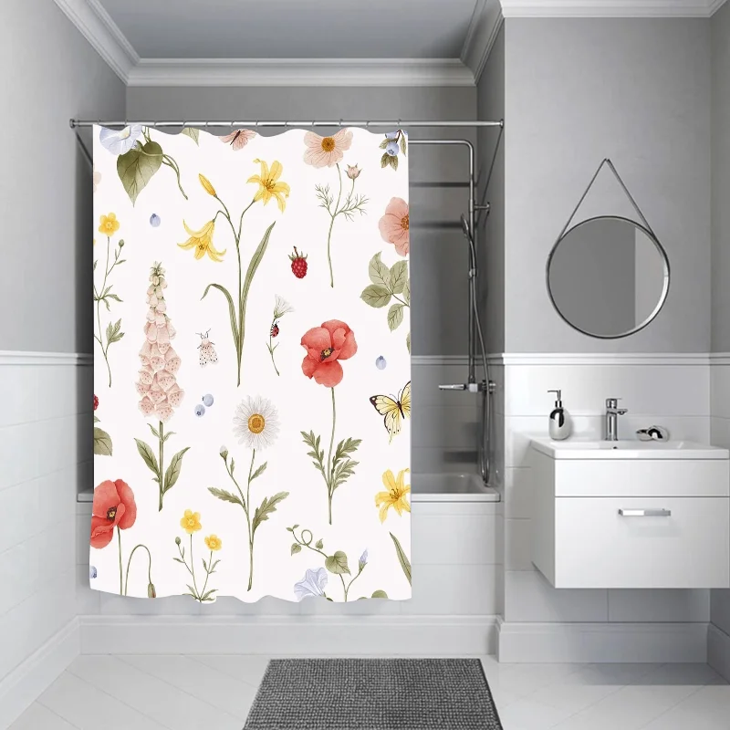 Шторы для душа и ванны занавески розовые чайной вечеринки водонепроницаемые