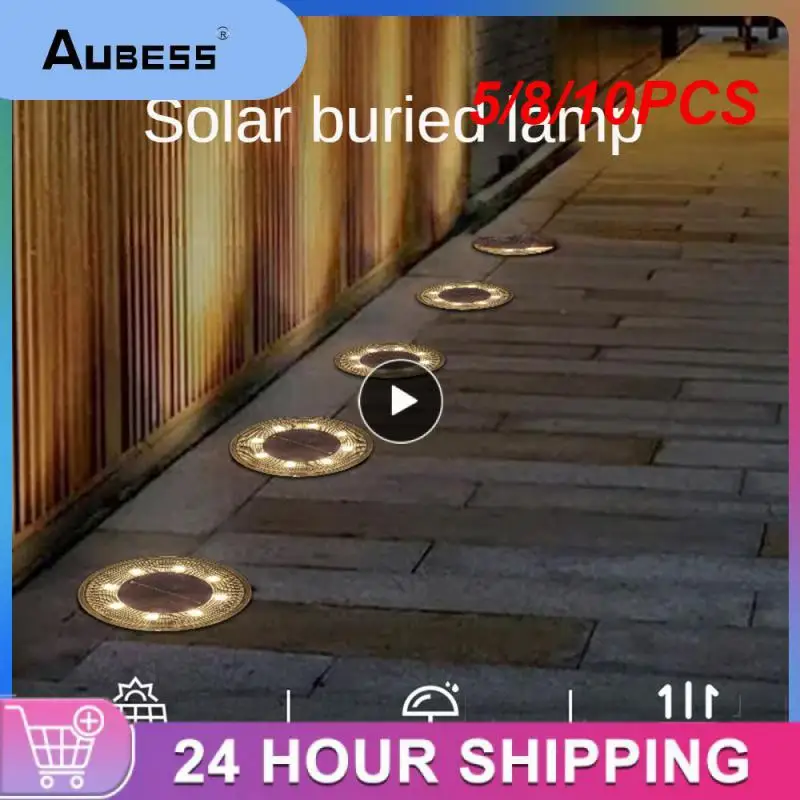 

5/8/10PCS Solar Buried Lamp Spotlight 8 Smd Garden Lawn Inserted Landscape Light Buried Courtyard Lamp Under Ground Lamps