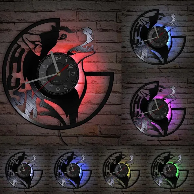 

Настенные часы с виниловой пластиной и изображением собак Husky