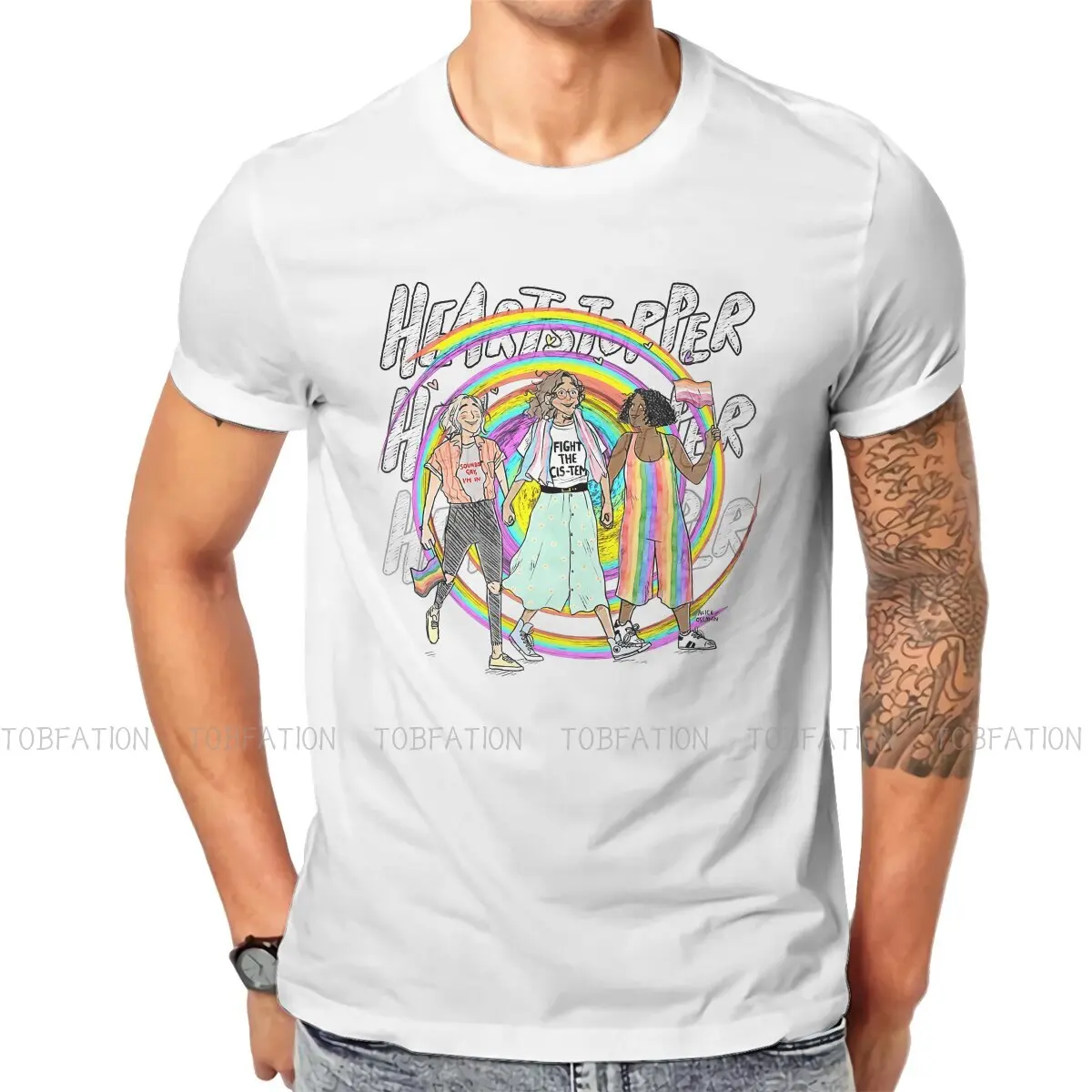 

Rainbow Hip Hop TShirt Alice Oseman Heartstopper Comic Creative Streetwear Casual T Shirt Men Tee Unique Gift Idea