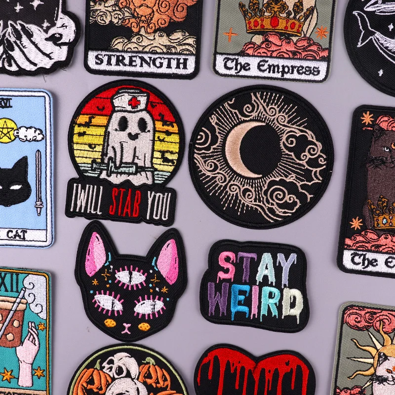 

I Will Stab You/Punk Iron On Patches For Clothing Tarot Embroidery Patch Embroidered Patches On Clothes Jackets Sewing Stickers