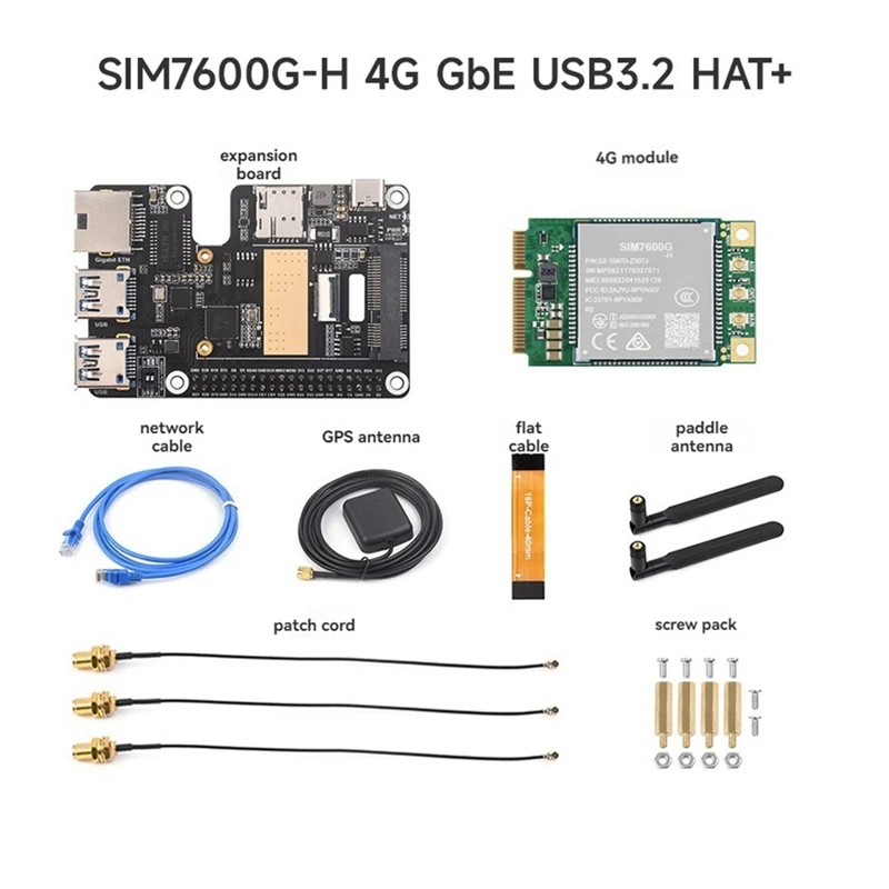 Для Raspberry Pi 5-Pcle к Minipcle Gbe USB3.2 HAT + Gigabit Ethernet SIM7600G-H модуль 4G поддерживает Minipcie