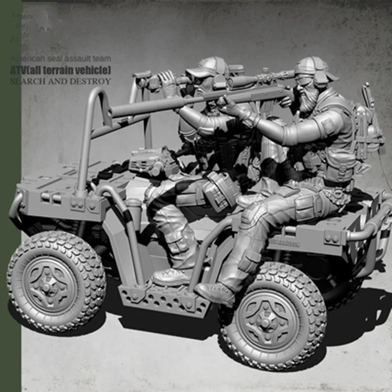 

NX1/35 US Double Sniper with Terrain Vehicle Model Resin Model Kit Tumei Colorless Self-assembly Resin Doll Military Figure