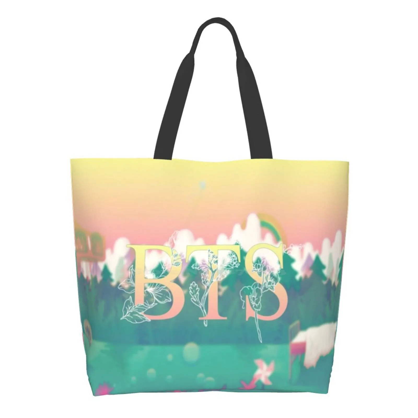 

Flowers Carnival Reusable Household Tote Bags Storage Bags Purple Glitch Text Effect Text Typography Typography Boys Rap