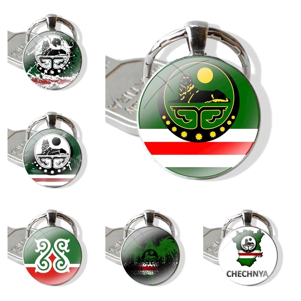 Флаг Чечни, искусство, стеклянный кабошон, брелок, подвеска, автомобильные брелки ручной работы, мультяшный креативный модный дизайн