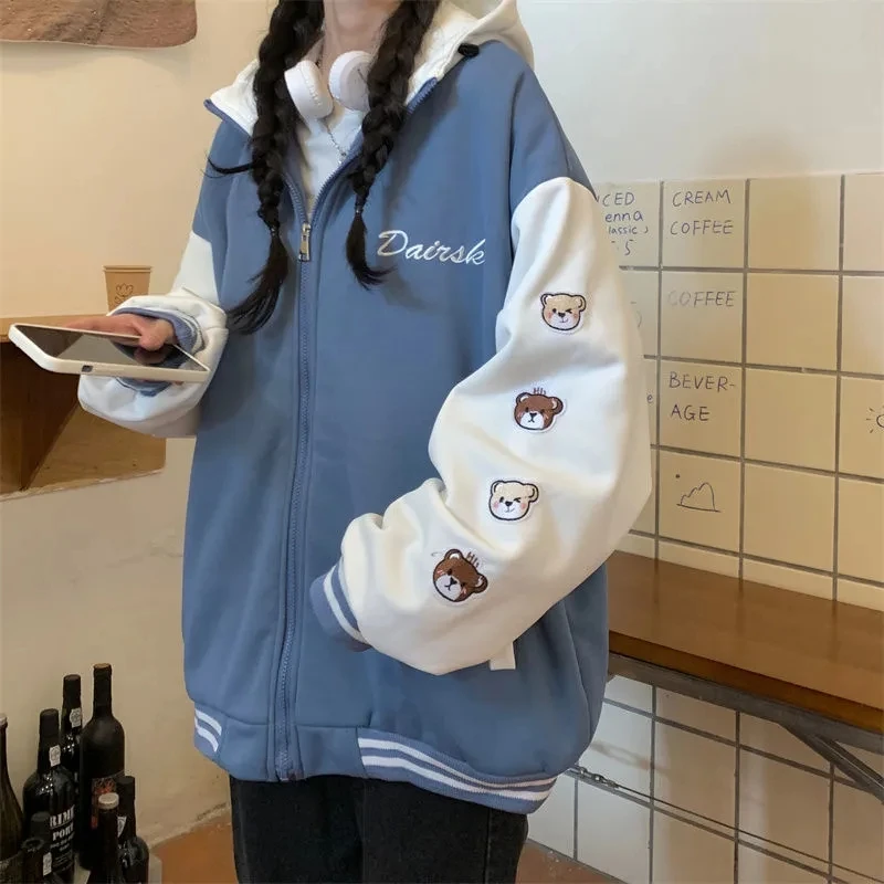 

Новинка 2023 женская зимняя куртка Корейская версия свободного кроя для студентов плюс бархатная утепленная куртка свитер с капюшоном Женская мода Ins
