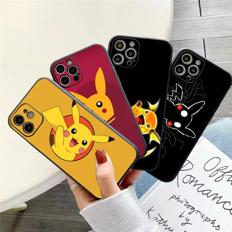 

Cute Cartoon Pokémon Phone Case For iPhone 11 13 12 Pro Max 12 13 Mini X XS XR MAX 5 6 6S 7 8 Plus Black Back Silicone Cover