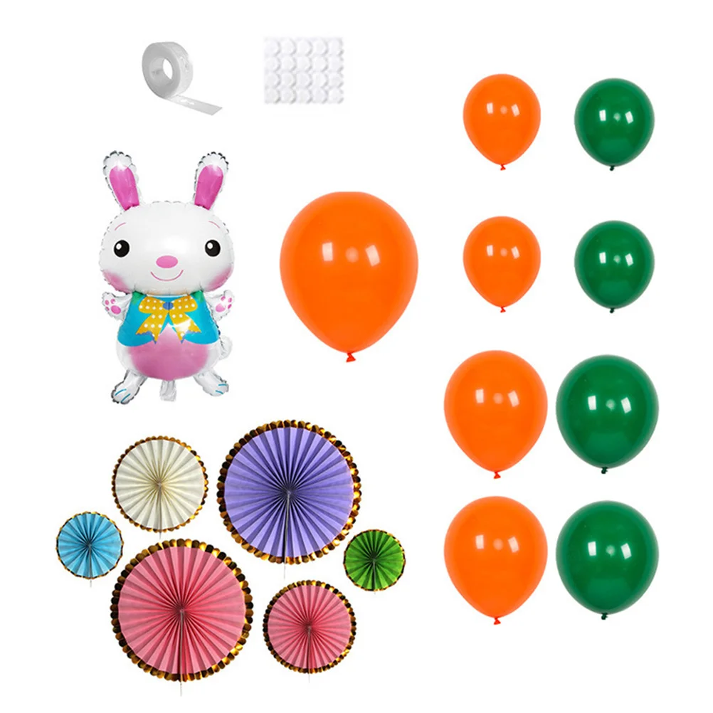 

1 Set Hanging Paper Fan Easter Balloons Celebration Ornament Party Layout Supply
