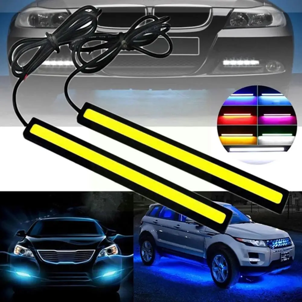 

2pcs 6500k Universal Waterproof Car Trucks Daytime Super 12v Fog Car Strips Bright Light Lamp Led Cob Light Running Led U5b8