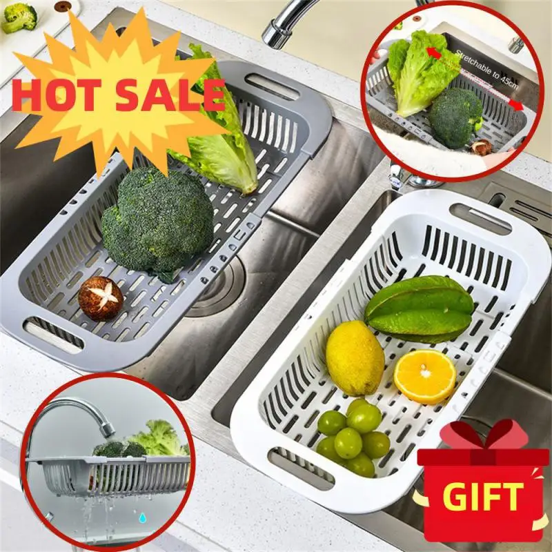 

Kitchen Gadget Sink Drain Rack Storage Basket Holder Adjustable Vegetable Washing Basket Telescopic Drain Rack Kitchen Organizer