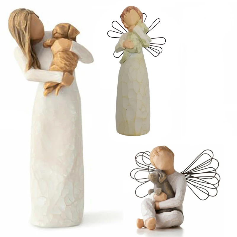 

Imitation wood carving parent-child intimate ornaments resin crafts home decoration lovers ornaments