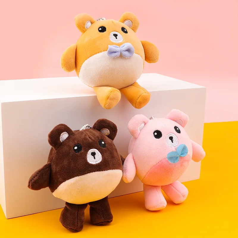 

2023 Hot Creative Cartoon Egg Bear Keychain Pendant Cute Kawaii Doll Children's School Bag Plush Pendant Creative Toy