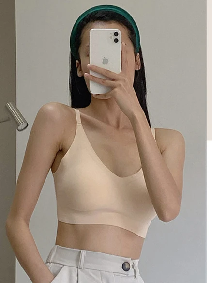 

Seamless Underwear One-Piece Bra Thin Big Breast Small Anti-Slip Comfortable Wireless Sports Bra Sexy Push Up Unlined