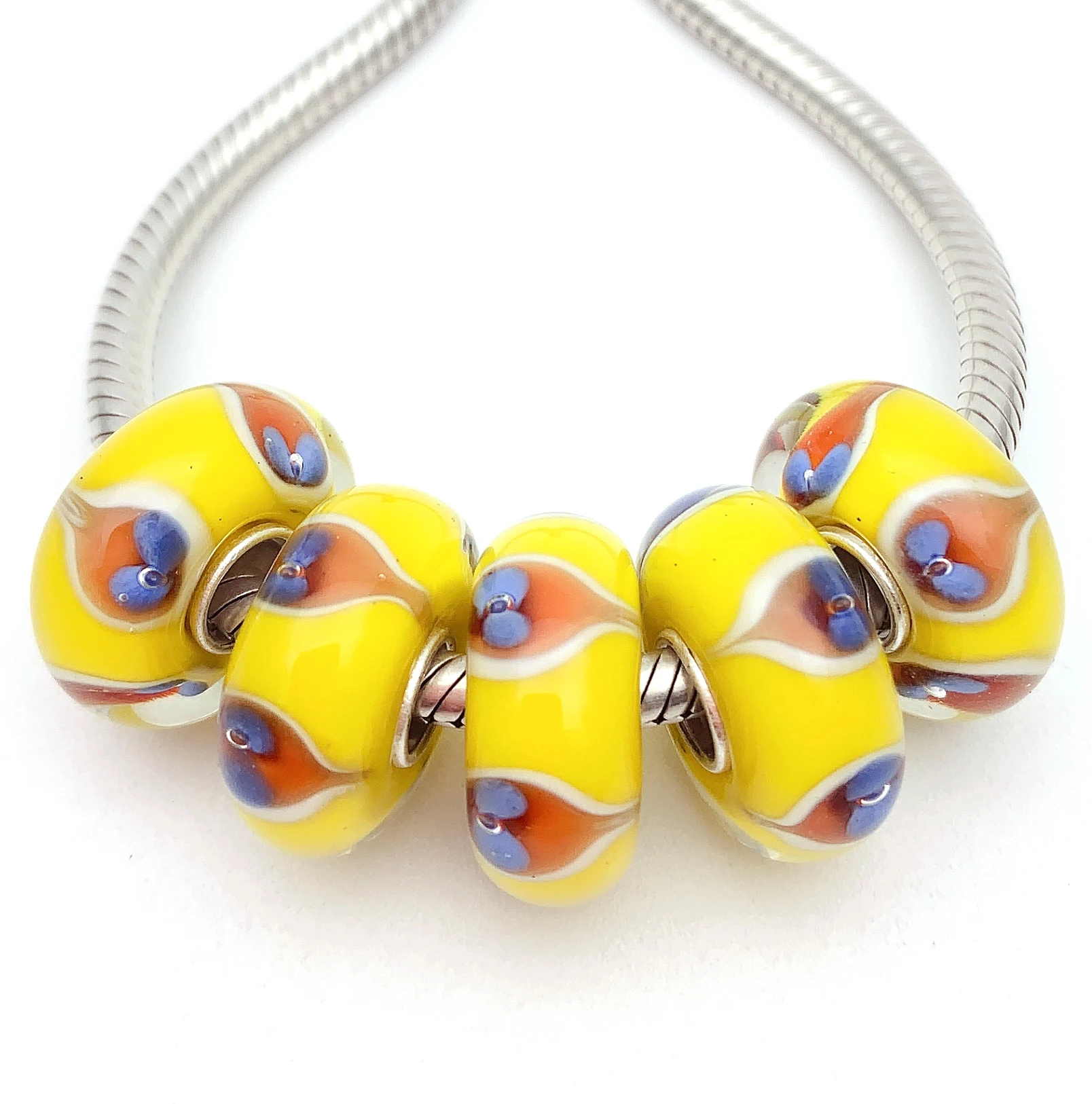 

YG108 5X 100% Authenticity S925 Sterling Silver Beads Murano Glassbeads beads Fit European Charms Bracelet diy jewelry Lampwork