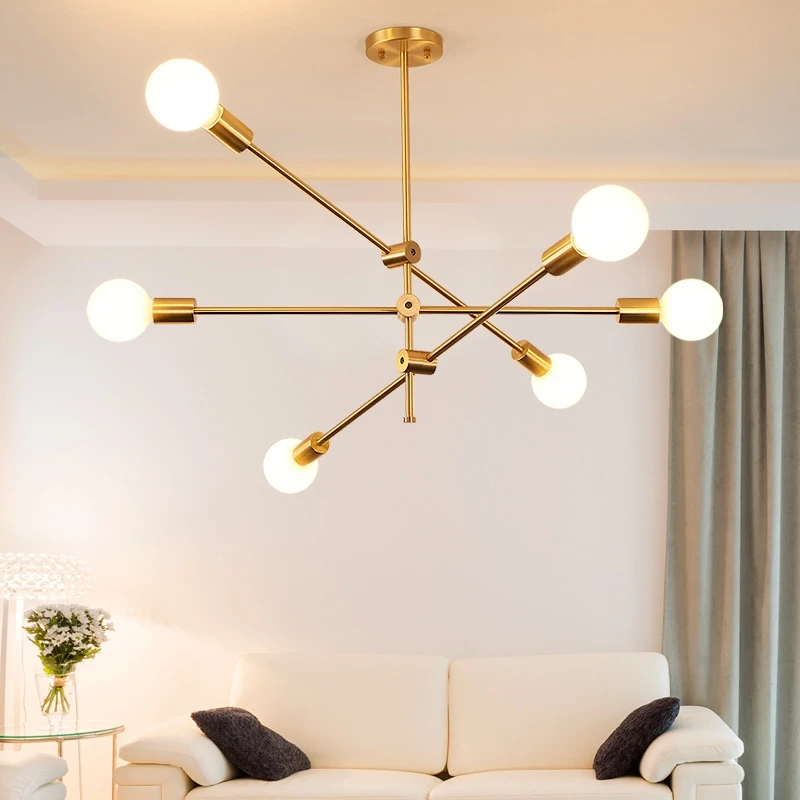 1/2/4/6/8heads Rotatable Adjustment Luxury Brass Chandelier Lights Living Dining Room Bedroom Decor Light Fixture E27 Black pend