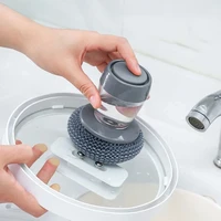 ds1003 2 in 1 liquid soap dispensing palm brush dishwashing pot pressing cleaning brush kitchen soap dispensing brush