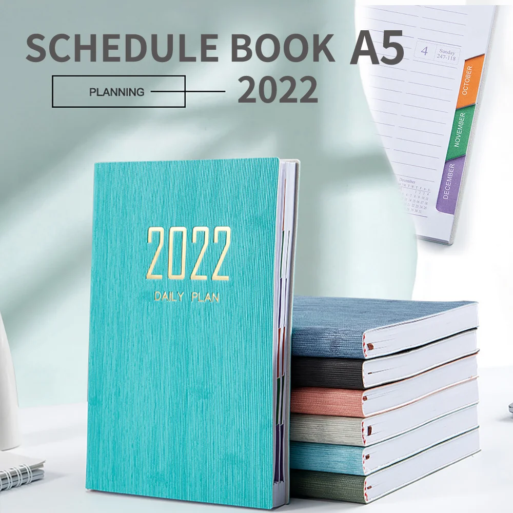 

2022 A5 Notebook Portable Notepad Index List Diary Weekly Agenda Planner Schedule Notebooks Stationery Office School Supplies