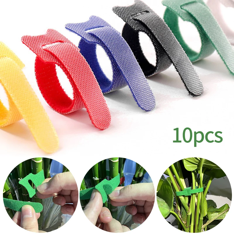 

10pcs Plant Ties Bandage Nylon Plant Support Adjustable Garden Nylon Loop Wrap Zip Bundle Home Cable Tie Strap Reusable