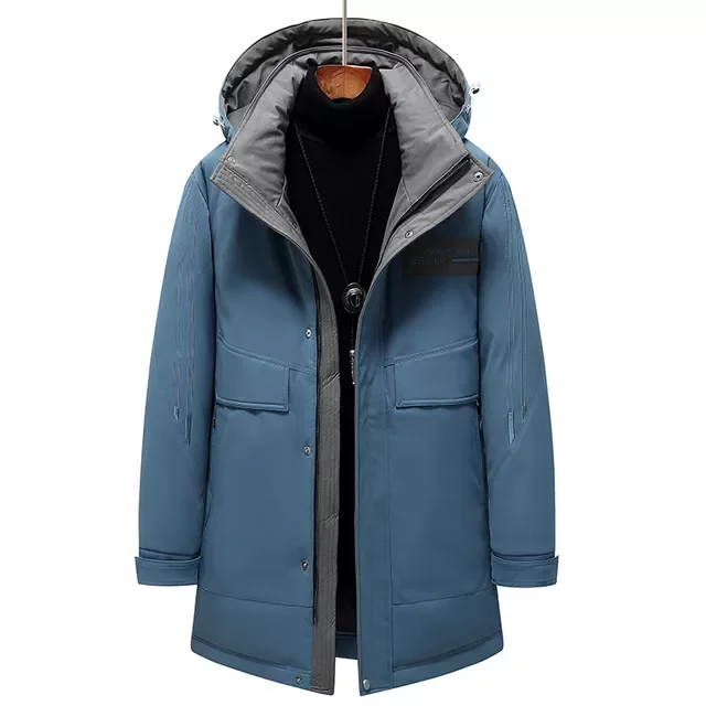 Hooded windbreaker Coat Men Solid Fashion Parkas Men 3XL Brand Winter Warm Down Jacket  Men Casual Windproof Long Thick